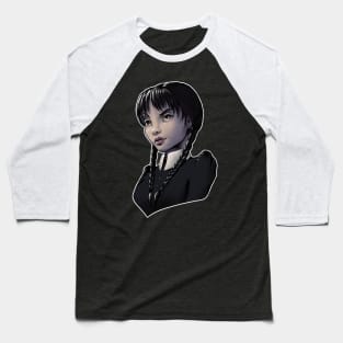 Wednesday Addams Cartoon Baseball T-Shirt